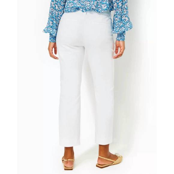 NEW LILLY PULITZER gretchen high rise straight leg pants in resort white